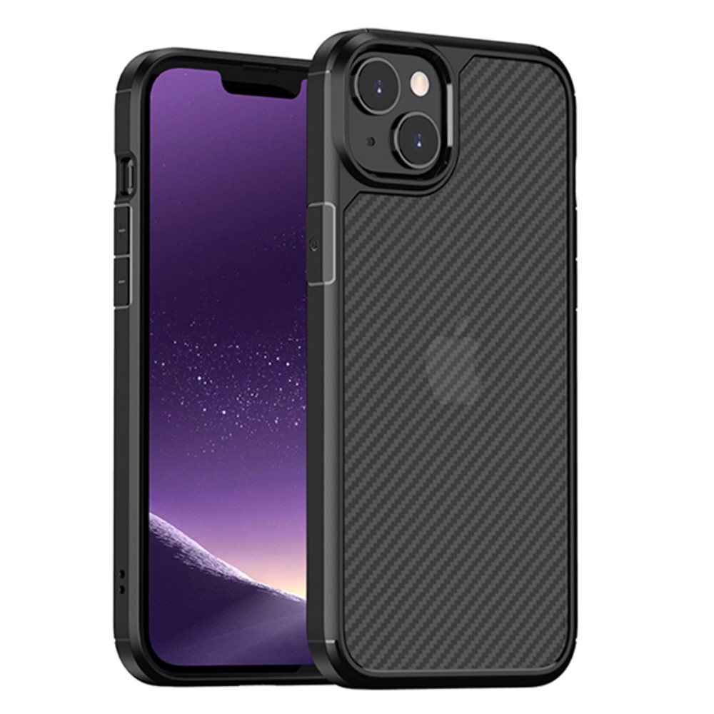 Θήκη iPhone 14 Plus MOCOLO K14 Series Matte Hybrid αντικραδασμική από υφή Carbon Fiber Πλάτη TPU μαύρο