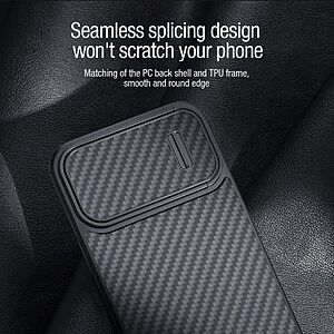Θήκη iPhone 14 Plus NiLLkin Camshield Carbon Fiber Series Πλάτη με προστασία για την κάμερα από σκλήρό Premium TPU μαύρο - Image 5