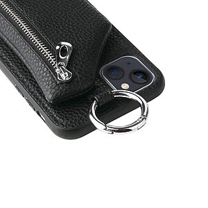 Θήκη iPhone 14 Plus Mad Mask πλάτη δερματίνης με κορδόνι και πορτοφόλι με φερμουαρ από αντικραδασμικό TPU μαύρο - Image 4