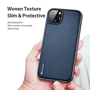 Θήκη iPhone 14 Plus DUX DUCIS Fino Series 2 πλάτη από ύφασμα με εσωτερικό Premium TPU μπλε - Image 4