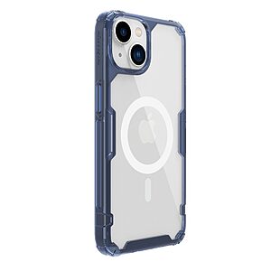 Θήκη iPhone 14 Plus NiLLkin Nature Magnetic Series Silicone Sockproof συμβατό με Magsafe φορτιστή Transparent Πλάτη TPU μπλε - Image 3