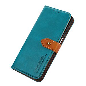 Θήκη OnePlus 10T 5G KHAZNEH Leather Wallet Golden Clasp με βάση στήριξης, υποδοχές καρτών και μαγνητικό κούμπωμα μπλε - Image 4