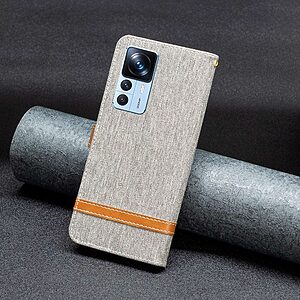 Θήκη Xiaomi 12T 5G / 12T Pro 5G Mad Mask Jean coated skin v2 με βάση στήριξης, υποδοχές καρτών και μαγνητικό κούμπωμα γκρι - Image 5