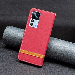 Θήκη Xiaomi 12T 5G / 12T Pro 5G Mad Mask Jean coated skin v2 με βάση στήριξης, υποδοχές καρτών και μαγνητικό κούμπωμα κόκκινο - Image 5