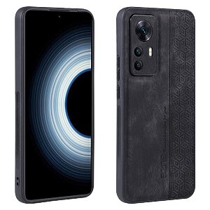 Θήκη Xiaomi 12T / 12T Pro AZNS Imprinted Series Πλάτη με ανάγλυφη επιφάνεια από συνθετικό δέρμα και TPU μαύρο