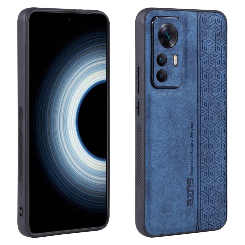 Θήκη Xiaomi 12T / 12T Pro AZNS Imprinted Series Πλάτη με ανάγλυφη επιφάνεια από συνθετικό δέρμα και TPU μπλε