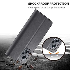 Θήκη Xiaomi Poco M5 LC.IMEEKE PU Leather Series με βάση στήριξης, υποδοχές καρτών και μαγνητικό κούμπωμα μαύρο - Image 5