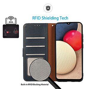 Θήκη Xiaomi Poco M5 KHAZNEH Litchi Retro V3 Texture Leather με βάση στήριξης, υποδοχές καρτών και μαγνητικό κούμπωμα μπλε - Image 3