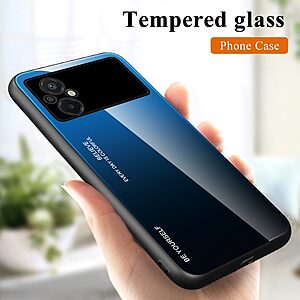Θήκη Xiaomi Poco M5 OEM Gradient Color Laser Carving Tempered Glass Πλάτη TPU μαύρο / κόκκινο - Image 3
