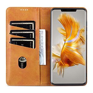 υποδοχές καρτών και μαγνητικό κούμπωμα καφέ