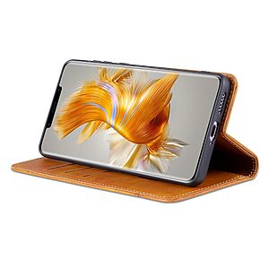 Θήκη Huawei Mate 50 Pro AZNS Litchi Retro V4 Texture Leather με βάση στήριξης, υποδοχές καρτών και μαγνητικό κούμπωμα καφέ - Image 3