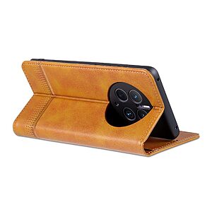Θήκη Huawei Mate 50 Pro AZNS Litchi Retro V4 Texture Leather με βάση στήριξης, υποδοχές καρτών και μαγνητικό κούμπωμα καφέ - Image 4