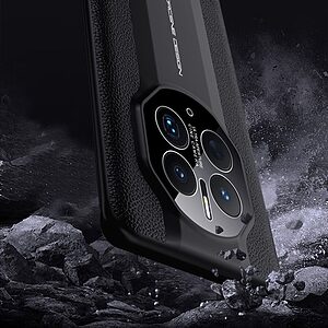 Θήκη Huawei Mate 50 Pro Mad Mask Leather Texture Series Πλάτη Shock-Proof από αυθεντικό δέρμα και TPU μωβ - Image 5
