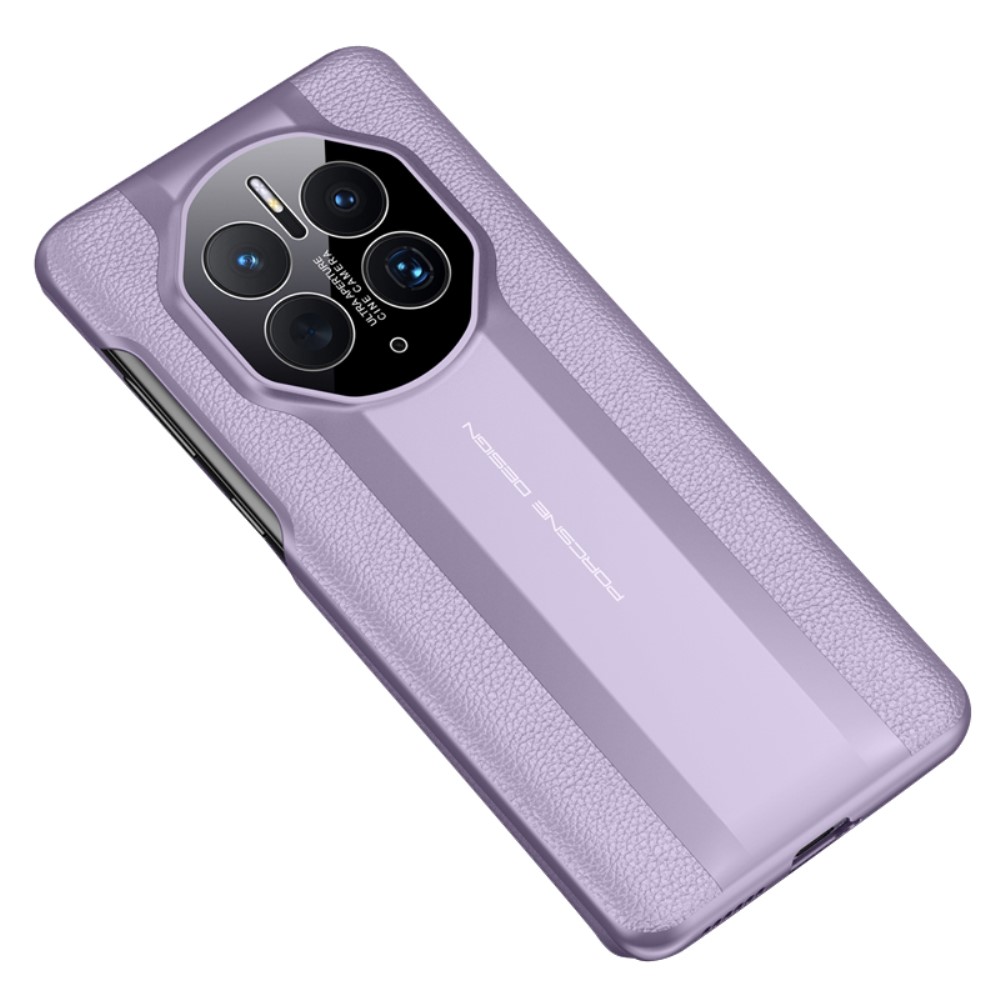 Θήκη Huawei Mate 50 Pro Mad Mask Leather Texture Series Πλάτη Shock-Proof από αυθεντικό δέρμα και TPU μωβ