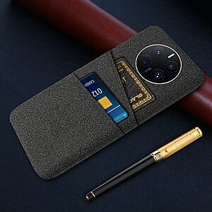 Θήκη Huawei Mate 50 Pro OEM Πλάτη υφασμάτινη με υποδοχές καρτών και αντικραδασμικό Premium TPU μαύρο - Image 5