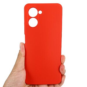 Θήκη Realme C33 OEM Soft Liquid Silicone Πλάτη σιλικόνης με κορδόνι κόκκινο - Image 4