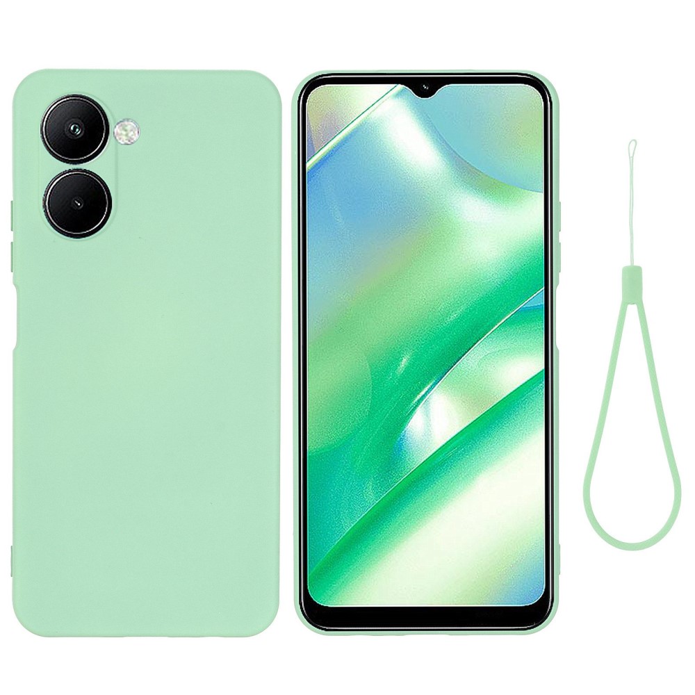 Θήκη Realme C33 OEM Soft Liquid Silicone Πλάτη σιλικόνης με κορδόνι πράσινο