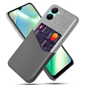 Θήκη Realme C33 OEM Πλάτη υφασμάτινη με υποδοχές καρτών και αντικραδασμικό Premium TPU γκρι