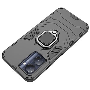 Θήκη Realme C33 Mad Mask Πλάτη Thin Armor με Μαγνητικό δαχτυλίδι και Βάση στήριξης TPU μαύρο - Image 4