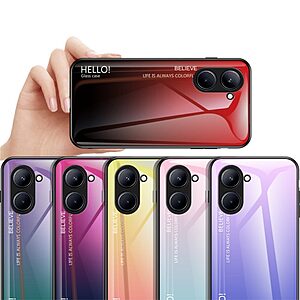 Θήκη Realme C33 OEM Gradient Color Laser Carving Tempered Glass Πλάτη TPU μαύρο - Image 3