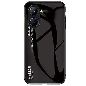 Θήκη Realme C33 OEM Gradient Color Laser Carving Tempered Glass Πλάτη TPU μαύρο