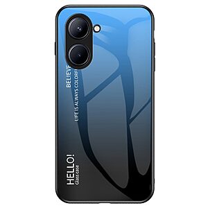 Θήκη Realme C33 OEM Gradient Color Laser Carving Tempered Glass Πλάτη TPU μαύρο / μπλε