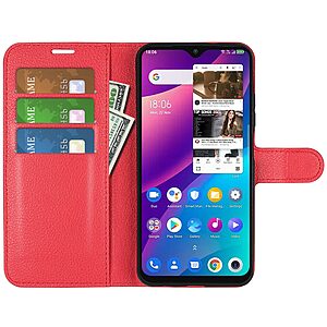 Θήκη TCL 30E / 306 / 30 SE OEM Litchi Skin  Leather με βάση στήριξης, υποδοχές καρτών και μαγνητικό κούμπωμα κόκκινο - Image 4