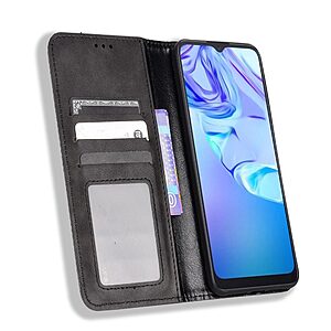 υποδοχή καρτών και μαγνητικό κούμπωμα Flip Wallet από συνθετικό δέρμα και TPU μαύρο