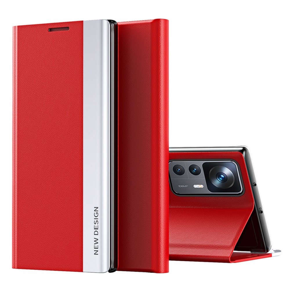 Θήκη Xiaomi 12T 5G / 12T Pro 5G New Design Invisible Magnet Leather Stand Cover με μαγνητικό κούμπωμα από συνθετικό δέρμα κόκκινο