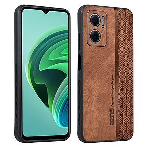 Θήκη Xiaomi Redmi 10 5G AZNS Imprinted Series Πλάτη με ανάγλυφη επιφάνεια από συνθετικό δέρμα και TPU καφέ - Image 3
