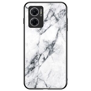 Θήκη Xiaomi Redmi 10 5G OEM σχέδιο Marble με Πλάτη Tempered Glass TPU λευκό