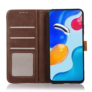 Θήκη Huawei Nova Y61 Mad Mask Leather Wallet Strong Golden Clasp με βάση στήριξης, υποδοχές καρτών και μαγνητικό κούμπωμα καφέ σκούρο - Image 3