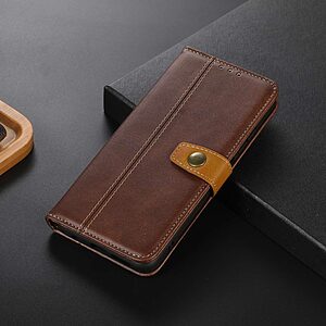 Θήκη Huawei Nova Y61 Mad Mask Leather Wallet Strong Golden Clasp με βάση στήριξης, υποδοχές καρτών και μαγνητικό κούμπωμα καφέ σκούρο - Image 5