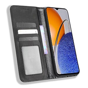 υποδοχή καρτών και μαγνητικό κούμπωμα Flip Wallet από συνθετικό δέρμα και TPU μαύρο