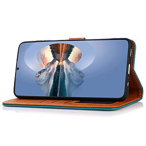 Θήκη Huawei Nova Y61 KHAZNEH Leather Wallet Golden Clasp με βάση στήριξης, υποδοχές καρτών και μαγνητικό κούμπωμα μπλε - Image 3