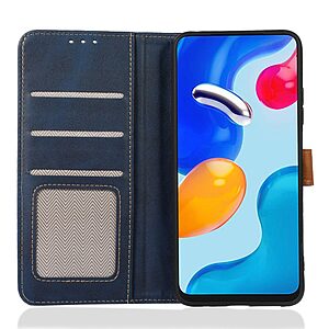 Θήκη Huawei Nova Y61 Mad Mask Leather Wallet Strong Golden Clasp με βάση στήριξης, υποδοχές καρτών και μαγνητικό κούμπωμα μπλε σκούρο - Image 3