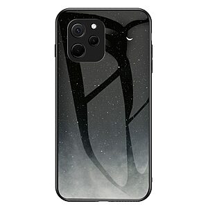 Θήκη Huawei Nova Y61 OEM σχέδιο Starry Moon με πλάτη από Tempered Glass και εσωτερικό TPU