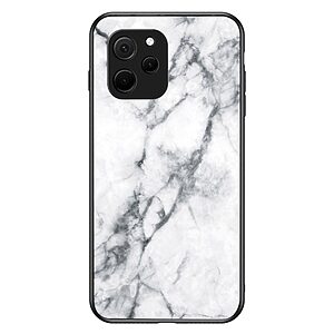 Θήκη Huawei Nova Y61 OEM σχέδιο Marble με Πλάτη Tempered Glass TPU λευκό