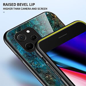 Θήκη Huawei Nova Y61 OEM σχέδιο Marble με Πλάτη Tempered Glass TPU σμαραγδί - Image 4