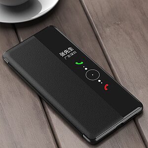 Θήκη Huawei P50 Pro OEM Half Mirror View Stand Cover v5 με μαγνητικό κούμπωμα από συνθετικό δέρμα γκρι - Image 4