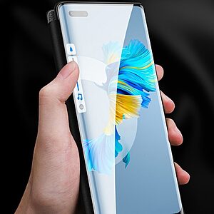 Θήκη Huawei P50 Pro OEM Half Mirror View Stand Cover v5 με μαγνητικό κούμπωμα από συνθετικό δέρμα γκρι - Image 5