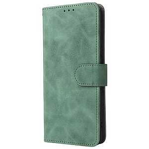 Θήκη TCL 20R 5G OEM Leather Skin touch Feeling v2 με βάση στήριξης, υποδοχές καρτών και μαγνητικό κούμπωμα πράσινο - Image 3