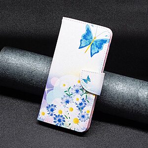Θήκη Xiaomi Redmi A1+ OEM Blue Butterfly & Flowers με βάση στήριξης, υποδοχές καρτών και μαγνητικό κούμπωμα Flip Wallet από συνθετικό δέρμα και TPU - Image 4