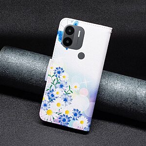 Θήκη Xiaomi Redmi A1+ OEM Blue Butterfly & Flowers με βάση στήριξης, υποδοχές καρτών και μαγνητικό κούμπωμα Flip Wallet από συνθετικό δέρμα και TPU - Image 5