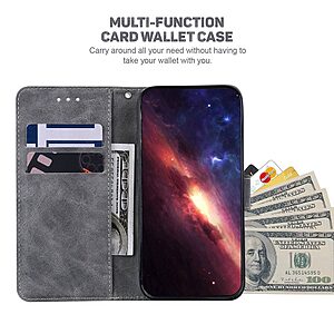 Θήκη Xiaomi Redmi A1+ Mad Mask Leather Wallet Case Geometry Style με βάση στήριξης, υποδοχές καρτών και μαγνητικό κούμπωμα Flip Wallet από συνθετικό δέρμα γκρι - Image 3