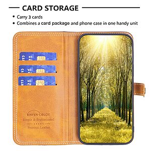 Θήκη Xiaomi Redmi A1+ BINFEN COLOR Leather Wallet Double Stitching Lines με βάση στήριξης, υποδοχές καρτών και μαγνητικό κούμπωμα καφέ - Image 3