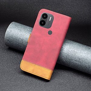 Θήκη Xiaomi Redmi A1+ BINFEN COLOR Leather Wallet Double Stitching Lines v2 με βάση στήριξης, υποδοχές καρτών και μαγνητικό κούμπωμα κόκκινο - Image 5
