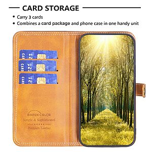 Θήκη Xiaomi Redmi A1+ BINFEN COLOR Leather Wallet Double Stitching Lines με βάση στήριξης, υποδοχές καρτών και μαγνητικό κούμπωμα μαύρο - Image 3