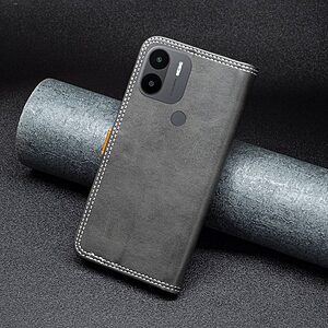 Θήκη Xiaomi Redmi A1+ BINFEN COLOR Leather Wallet Double Stitching Lines με βάση στήριξης, υποδοχές καρτών και μαγνητικό κούμπωμα μαύρο - Image 5