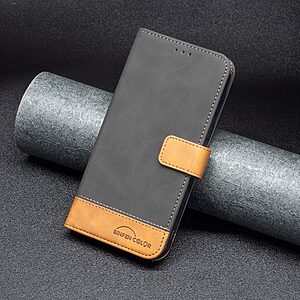 Θήκη Xiaomi Redmi A1+ BINFEN COLOR Leather Wallet Double Stitching Lines v2 με βάση στήριξης, υποδοχές καρτών και μαγνητικό κούμπωμα μαύρο - Image 4